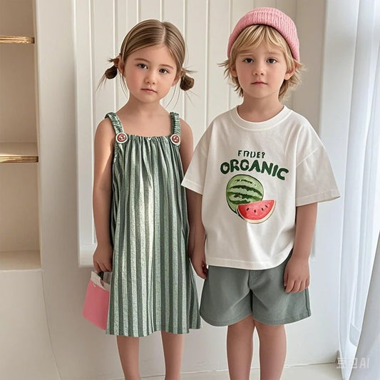 Striped Kids Suspender Outfit