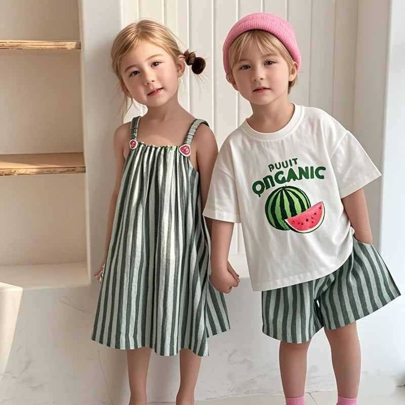 Striped Kids Suspender Outfit