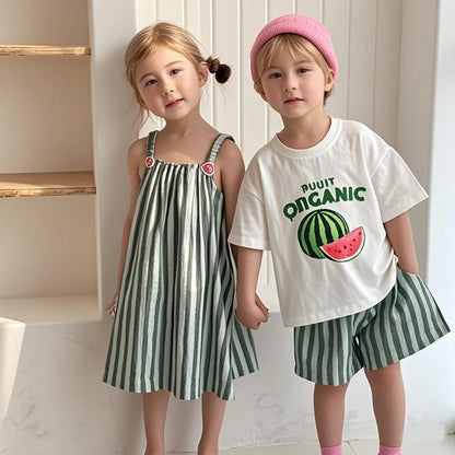 Striped Kids Suspender Outfit