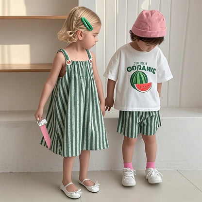 Striped Kids Suspender Outfit