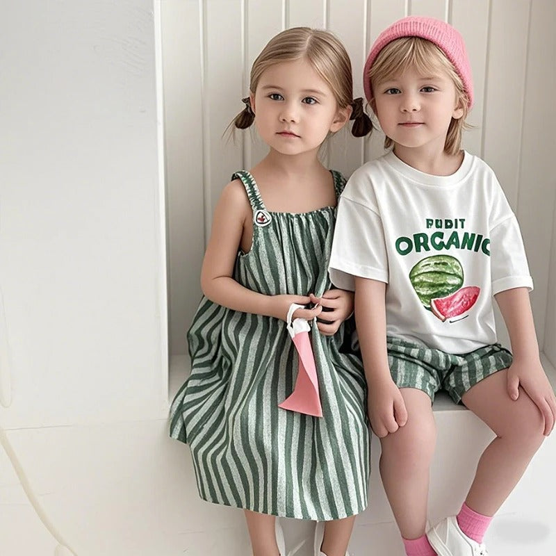 Striped Kids Suspender Outfit