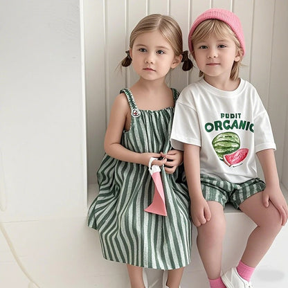 Striped Kids Suspender Outfit